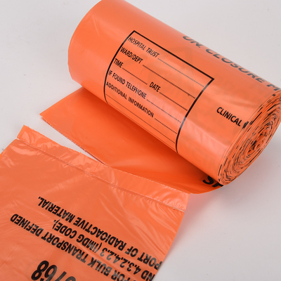 Προσαρμοσμένο λογότυπο HDPE Biohazard Κίτρινη σακούλα ιατρικών αποβλήτων για κλινικά απόβλητα OK Αποσυστατικό πιστοποιημένο
