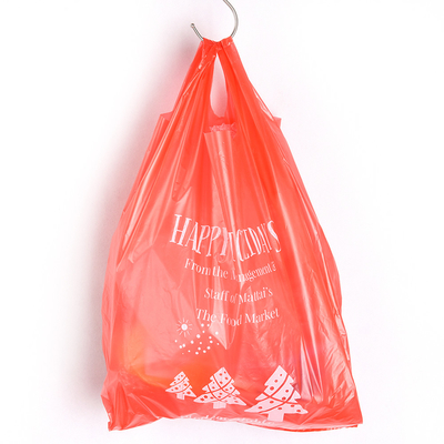 Προσαρμοσμένο λογότυπο HDPE πλαστικό ζυγαριζόμενο τσάντα γιλέκο για βολικό ψώνιο