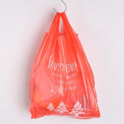 Προσαρμοσμένο λογότυπο HDPE Offset εκτύπωση T-shirt τσάντες για αποστολή σε μαύρο / λευκό / καθαρό