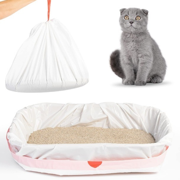Προσαρμοσμένη παραγγελία αποδέχεται Jumbo Kitty Litter Box Liners με κλείσιμο με σχοινί σε μπεζ